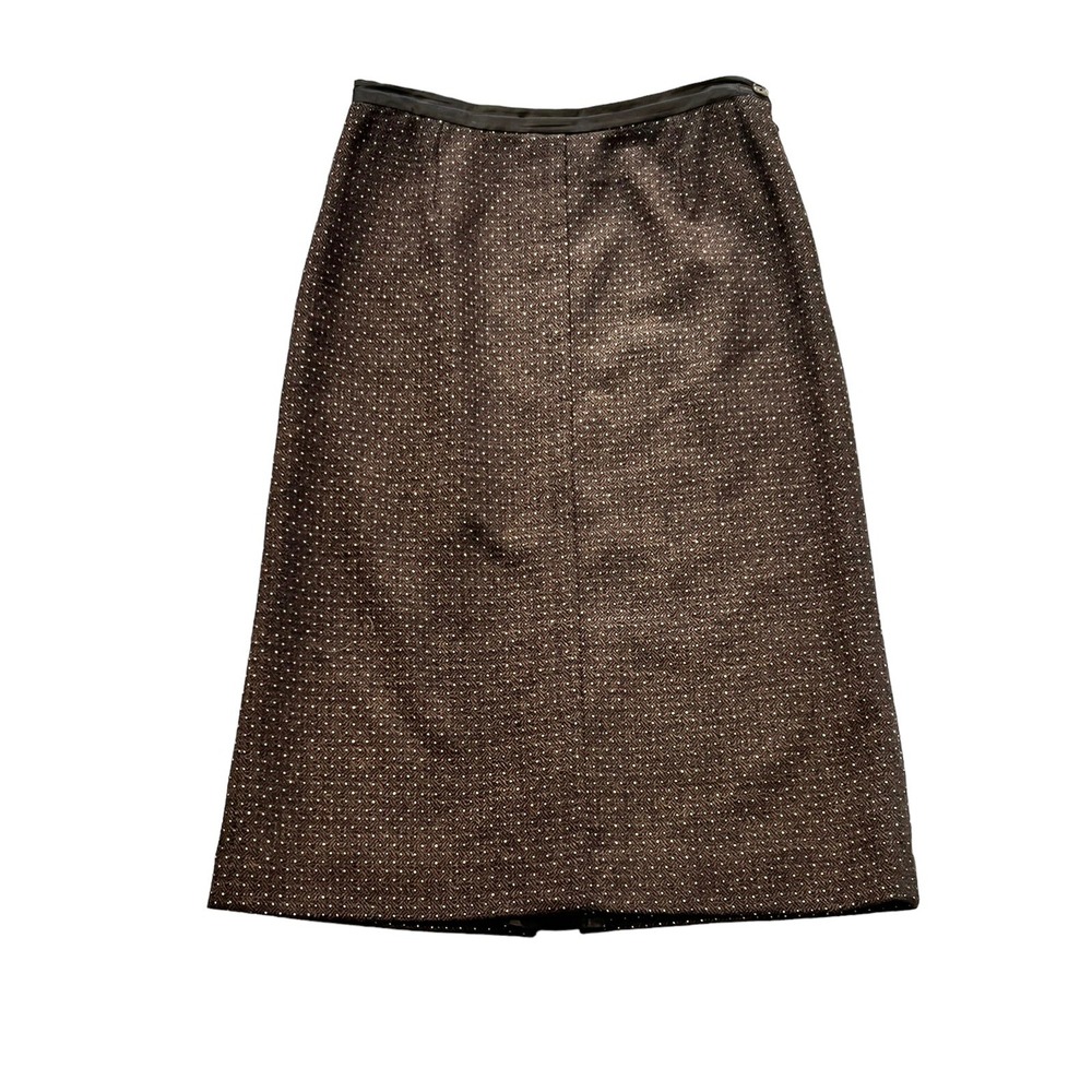 ETRO MILANO BROWN POLKA DOT WOOL STRAIGHT MIDI SKIRT SZ 40 2/4 - Picture 10 of 13